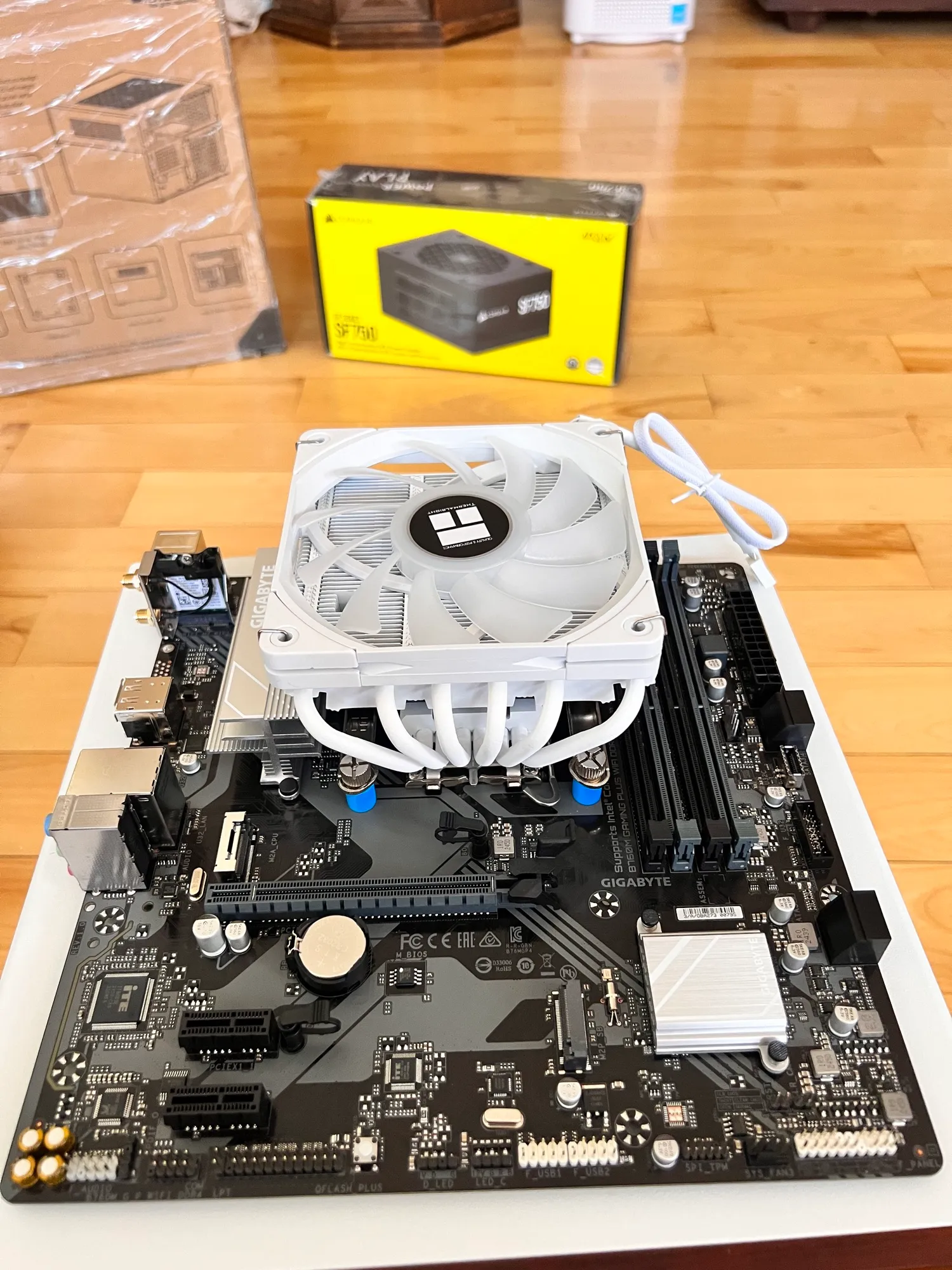 The white twin-tower mounted on the board