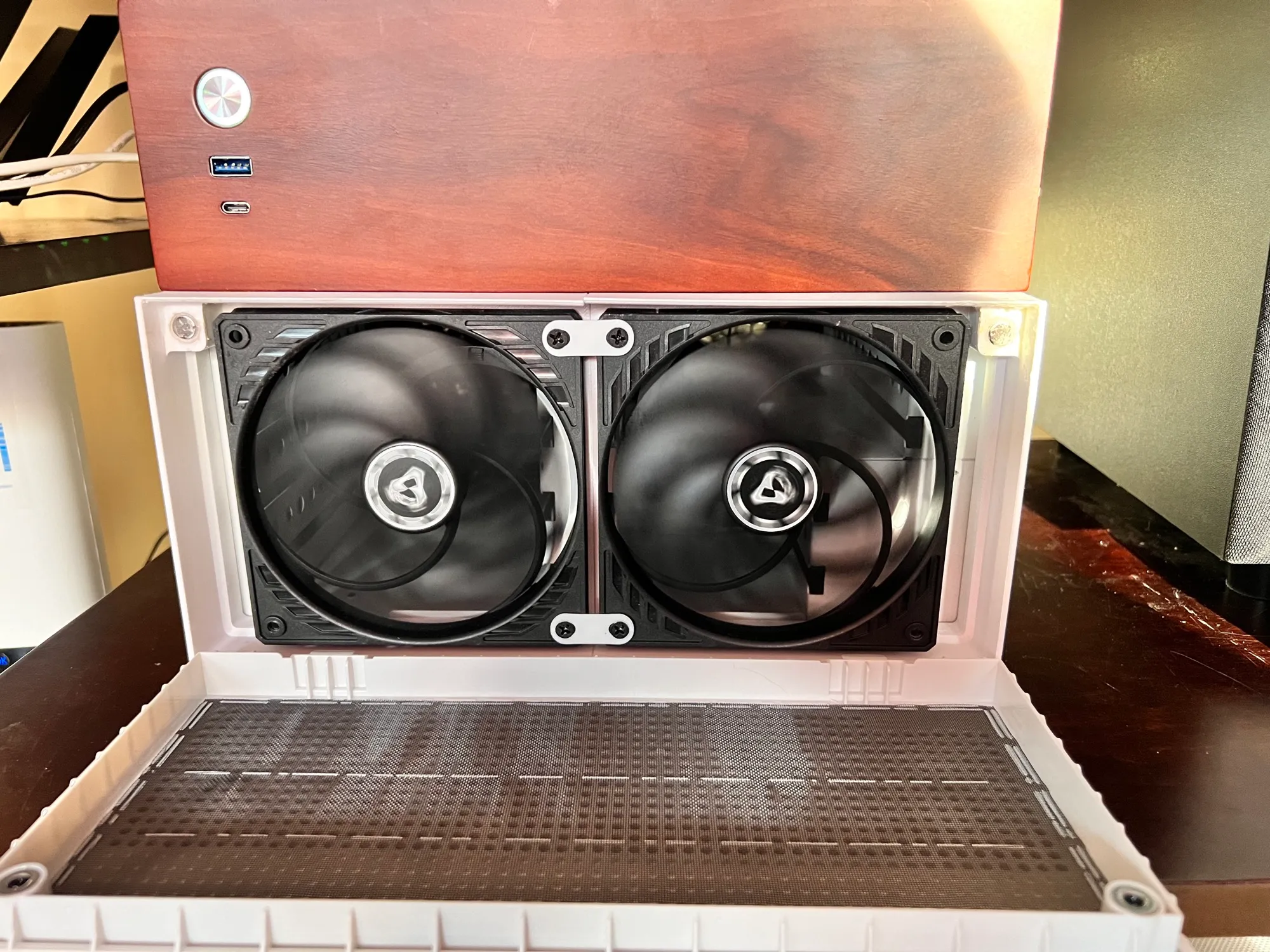 The finished front intake assembly on the case