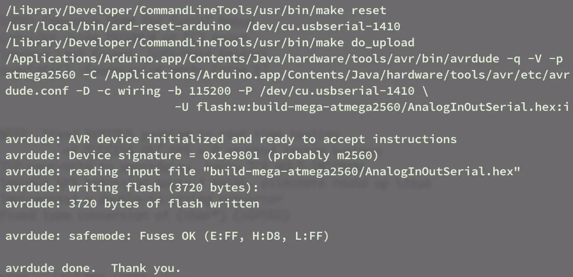 Makefile workflow for Arduino sketch compilation